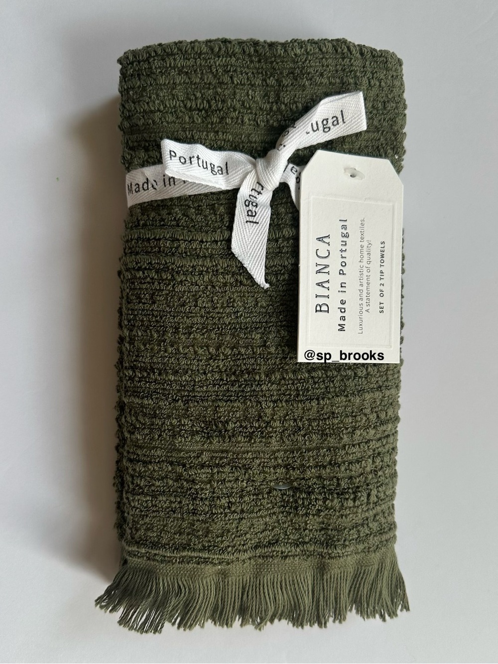 🎁2PC BIANCA Tip Towel Set - Forest Green Boucle Textured Pattern - 100% Cotton